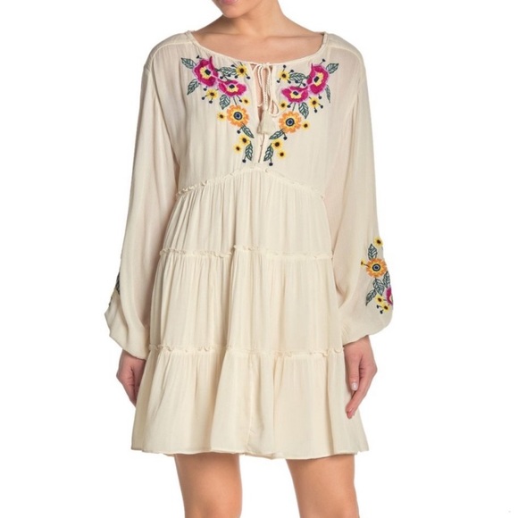 Free People Women's Spell On You Embroidered Mini Dress - Neutral - S